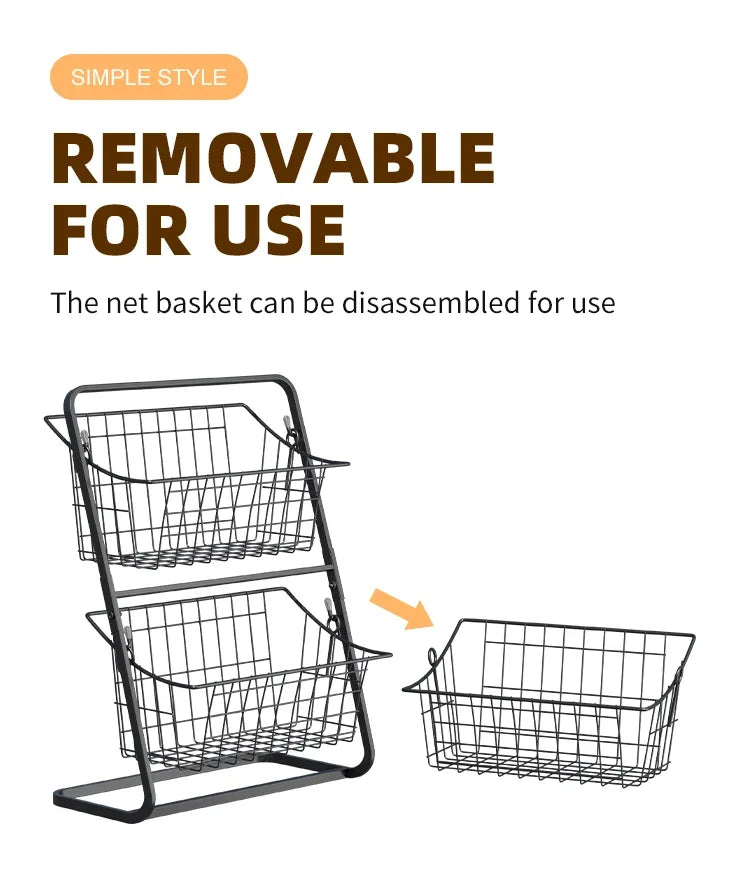 Fruit basket,,vegetable basket,Kitchen countertop storage basket,Wire removable storage rack,Spices and snack racks