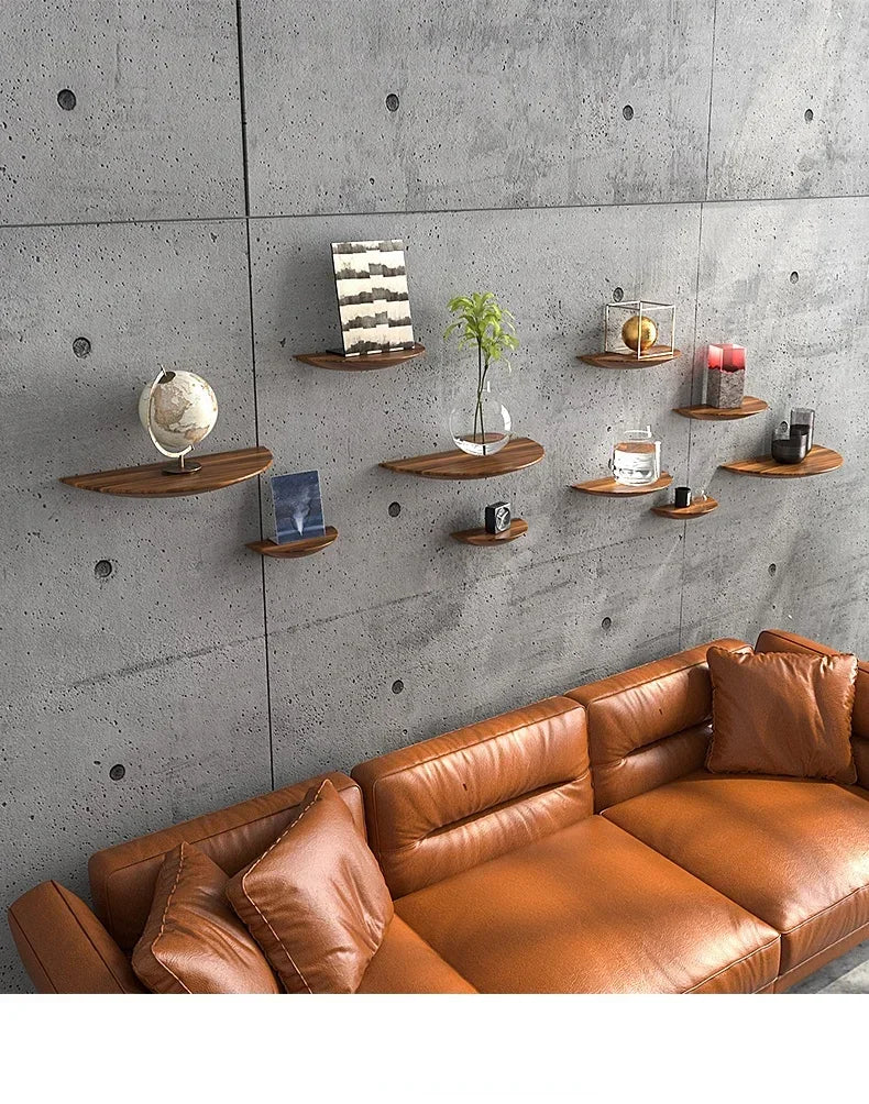 Half-Moon Wooden Wall Shelf