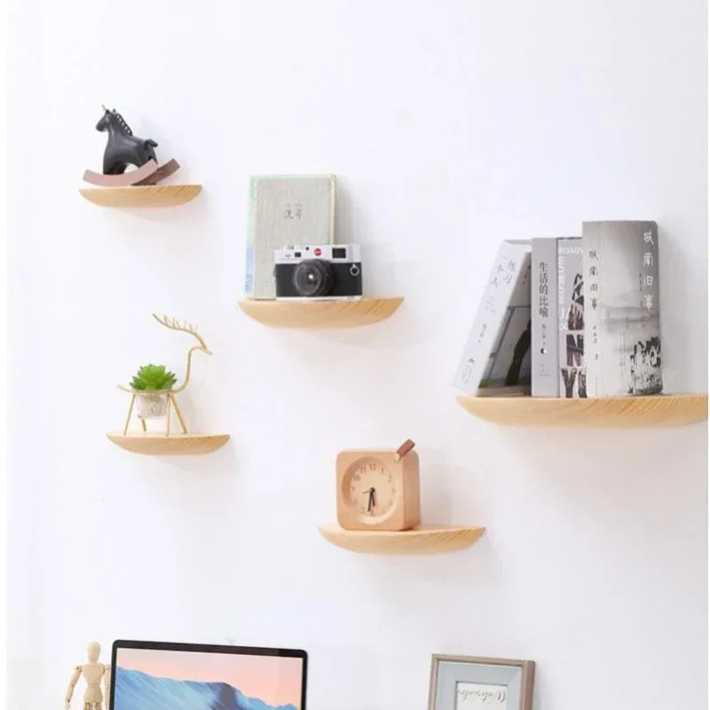 Half-Moon Wooden Wall Shelf
