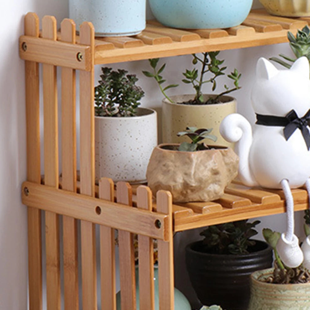 Indoor Plants Holder Wood Shelf Pot Organizer Bookshelf Balcony Bay Window Small Plant Flower Rack Storage Flower Pot Shelves