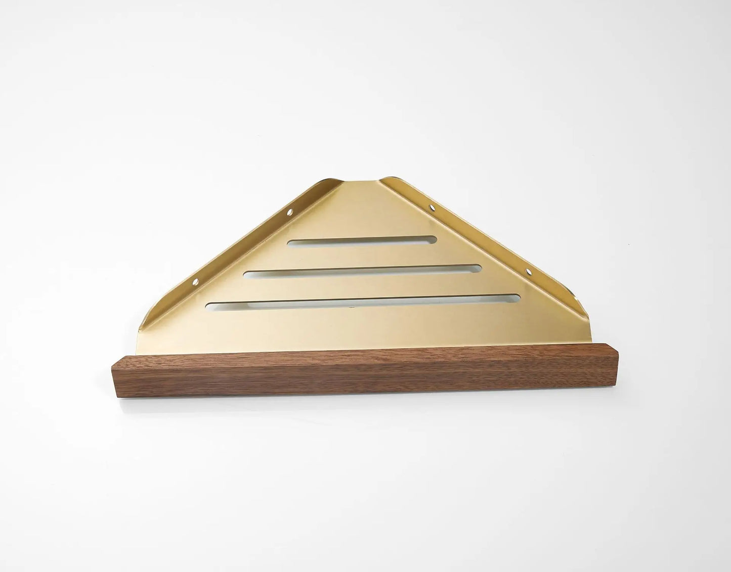Walnut Brushed Gold Bathroom corner Shelf