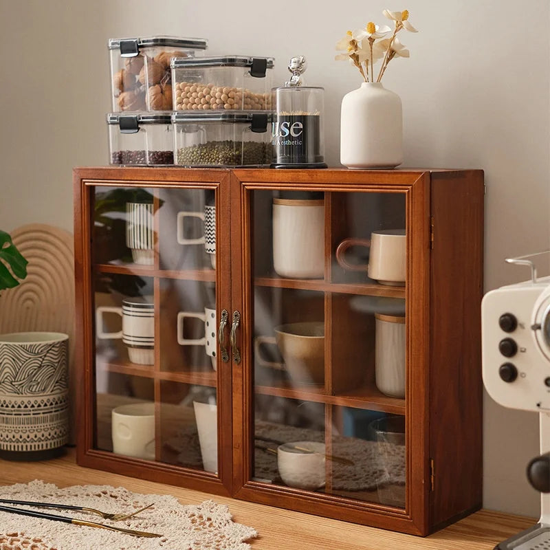 Solid Wood Vintage Cup Cabinet