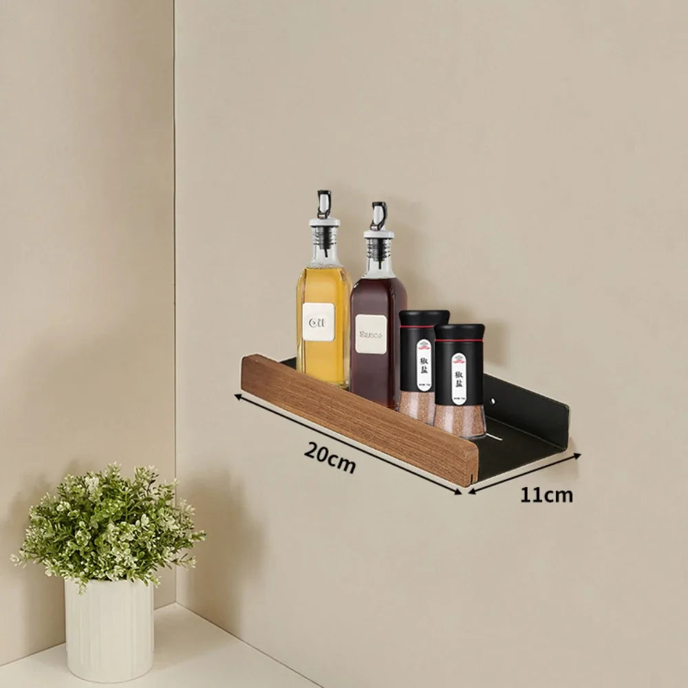 Wall-Mounted Wooden Kitchen Storage Rack