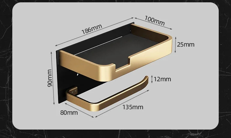 Luxury Black & Gold Toilet Paper Rack