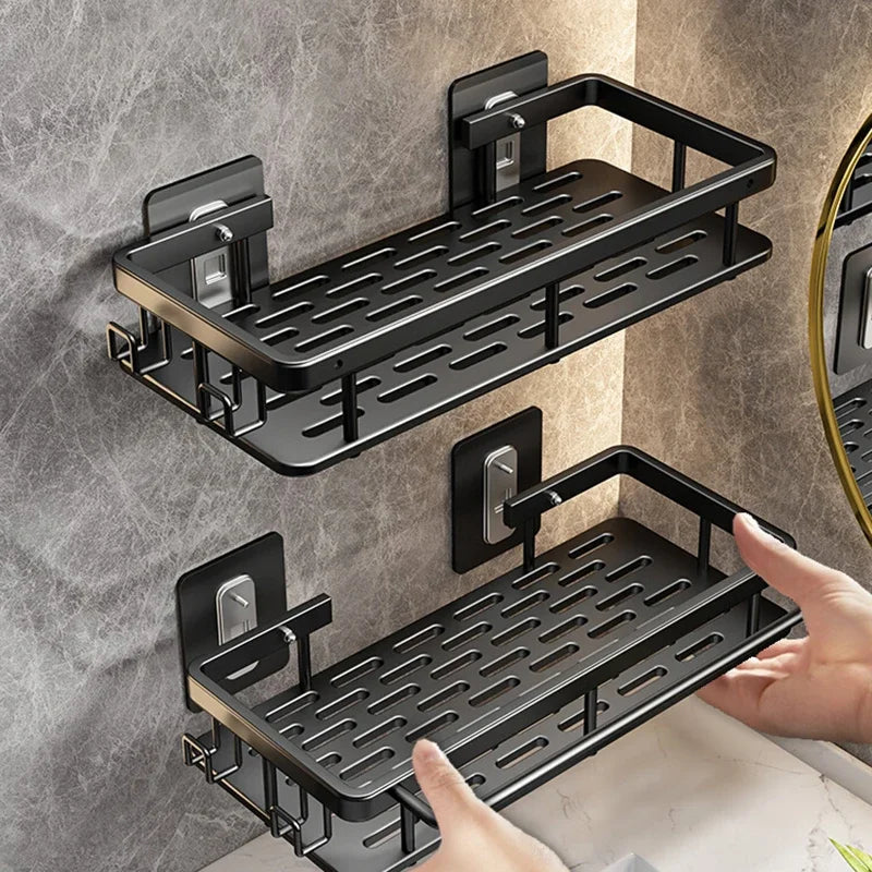 Bathroom & Kitchen Organizer – No-Drill 2-Tier Wall Shelf