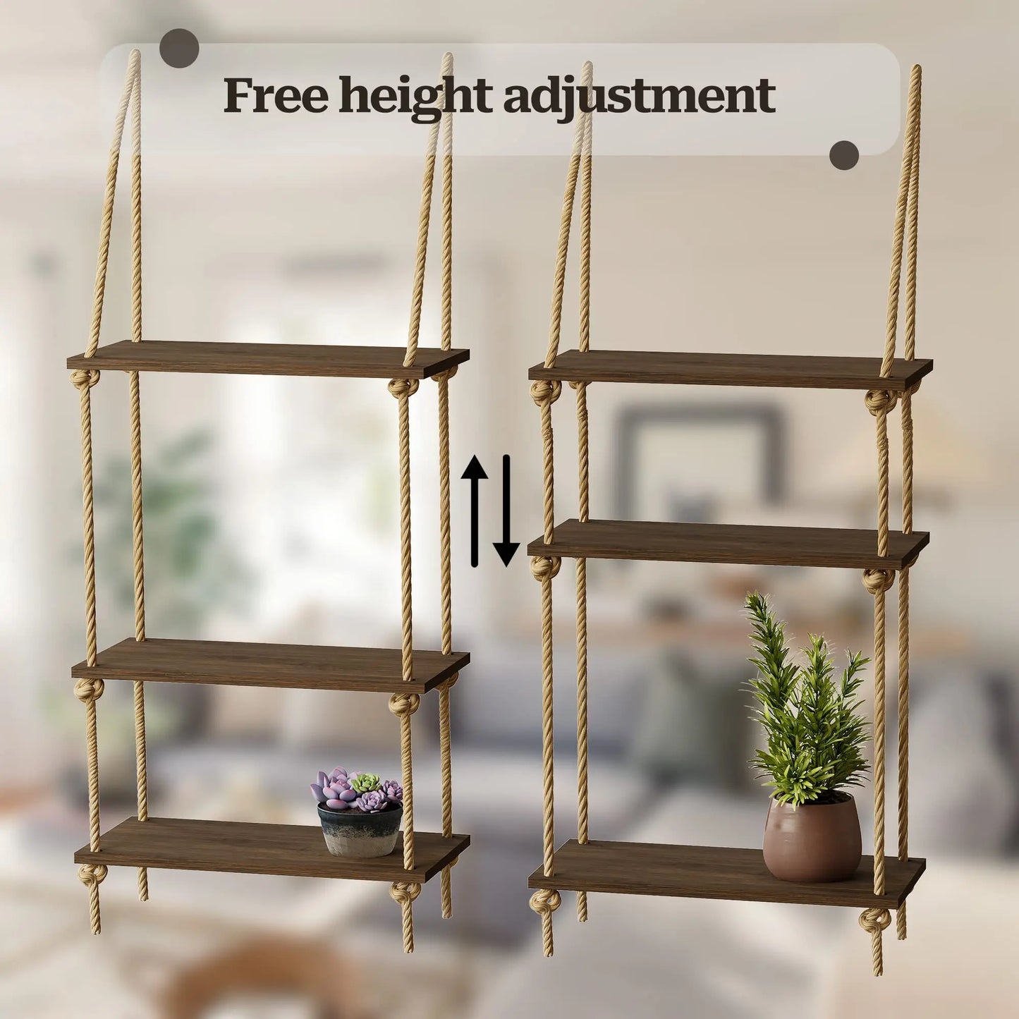 Woven Macrame Hanging Wall Shelf