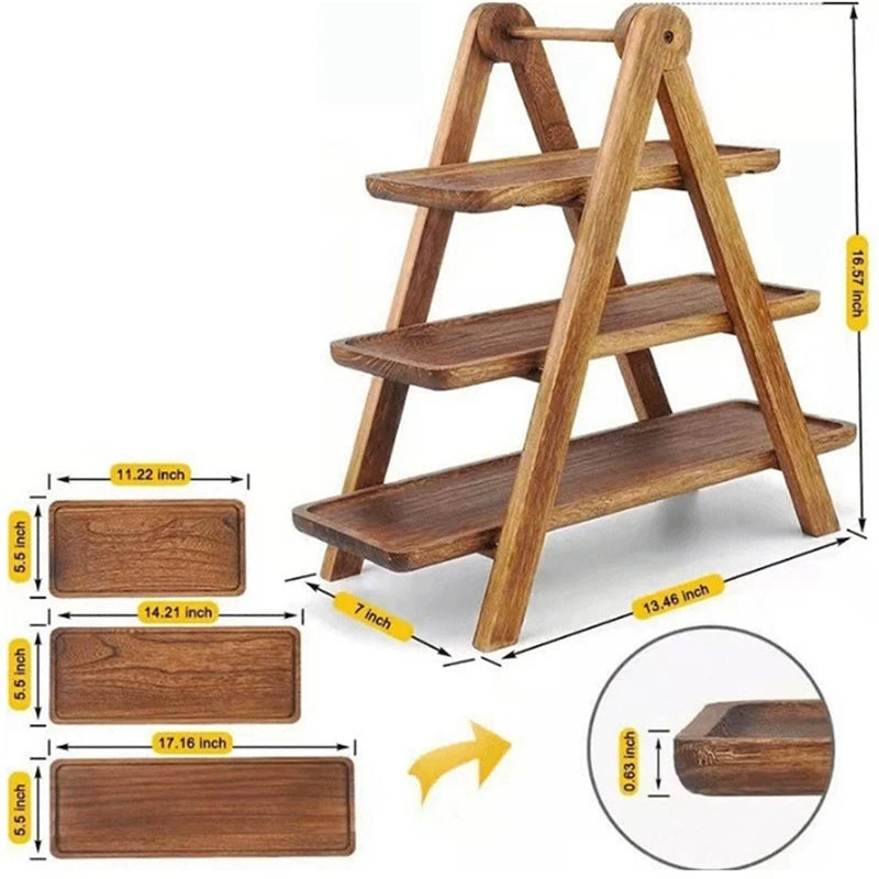 3-Tier Wooden Serving Tray Stand