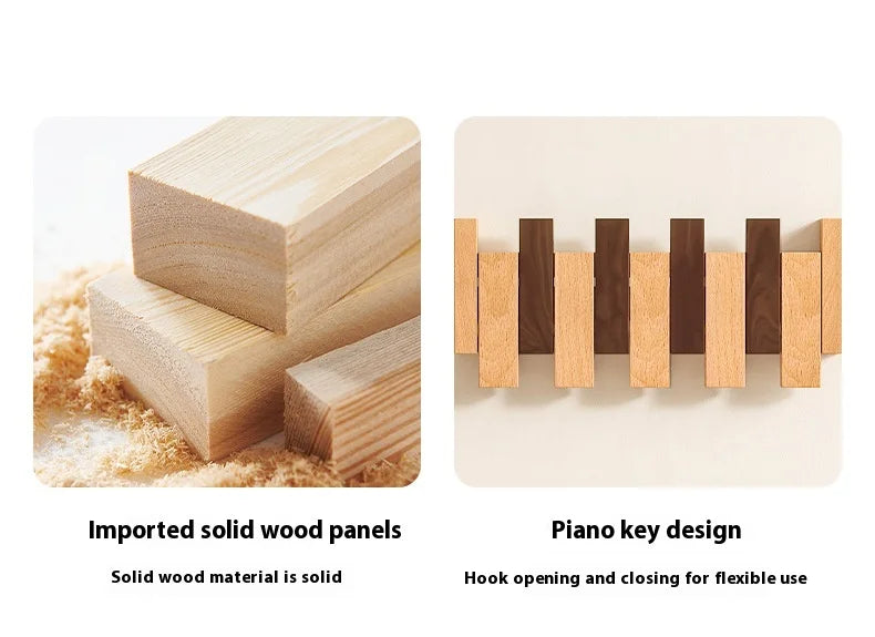 Wooden Piano Key Clothing Hooks