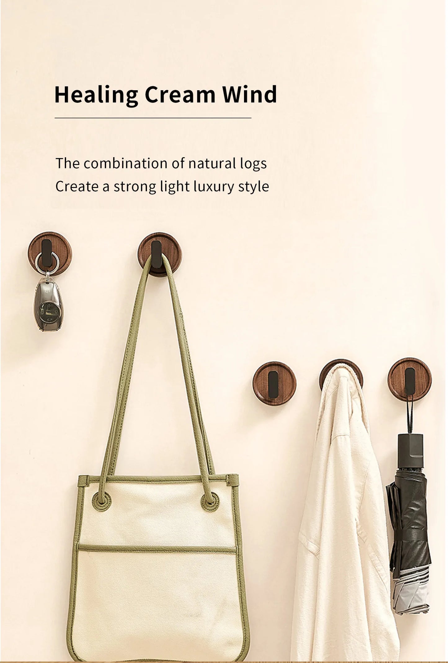 Walnut Wood Wall Coat Rack