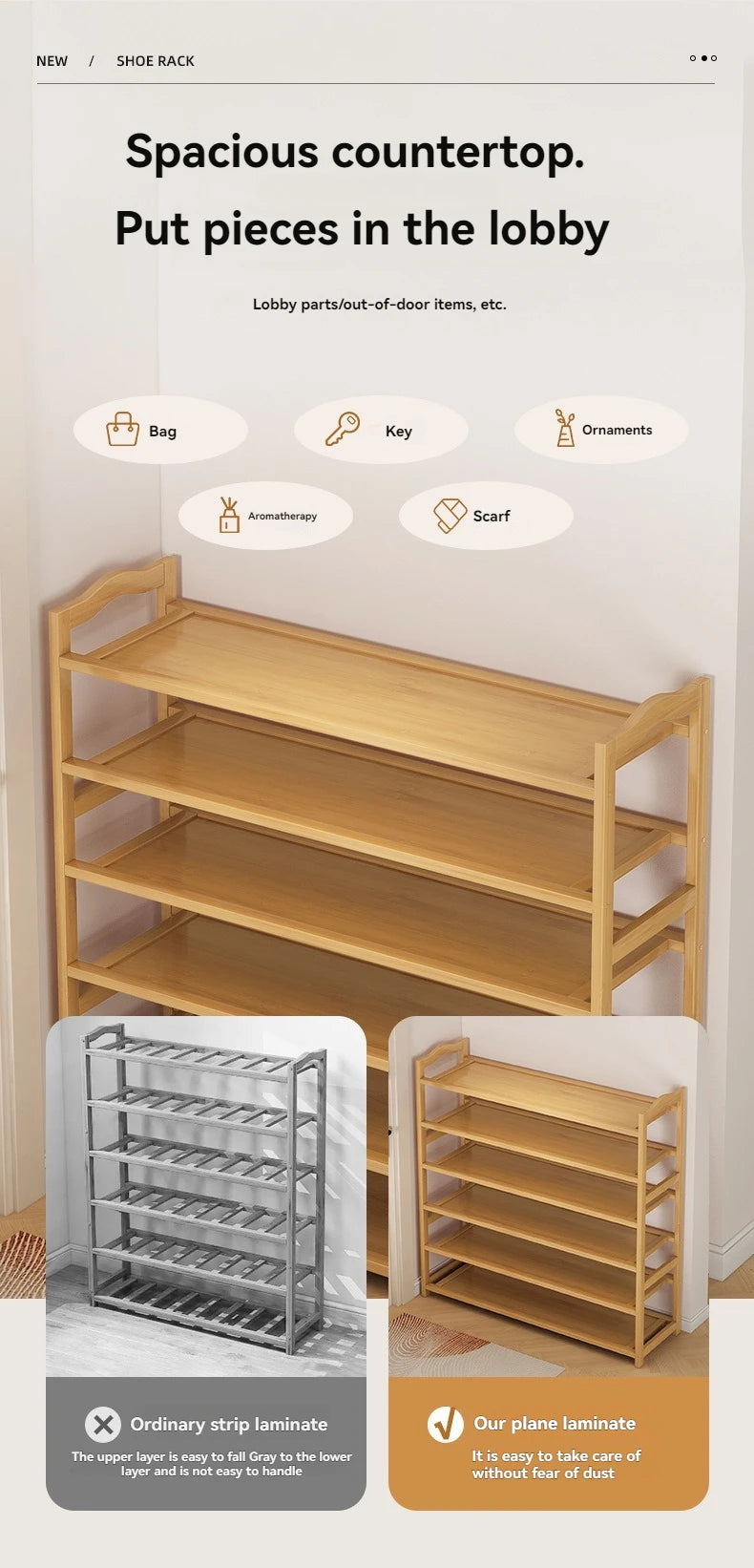 Multi-Layer Solid Wood Shoe Rack