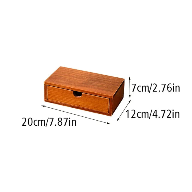 Retro Wooden Drawer Desk Organizer