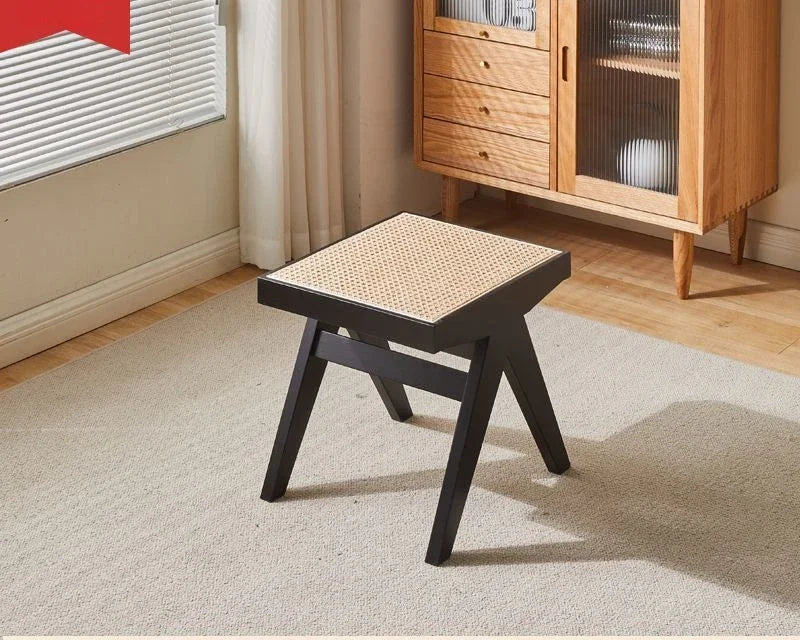 Nordic Solid Wood Rattan Woven Bench