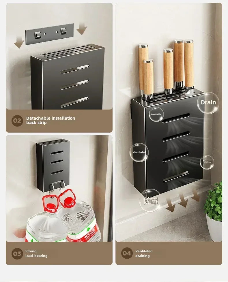 Stainless Steel Wall-Mounted Knife Holder