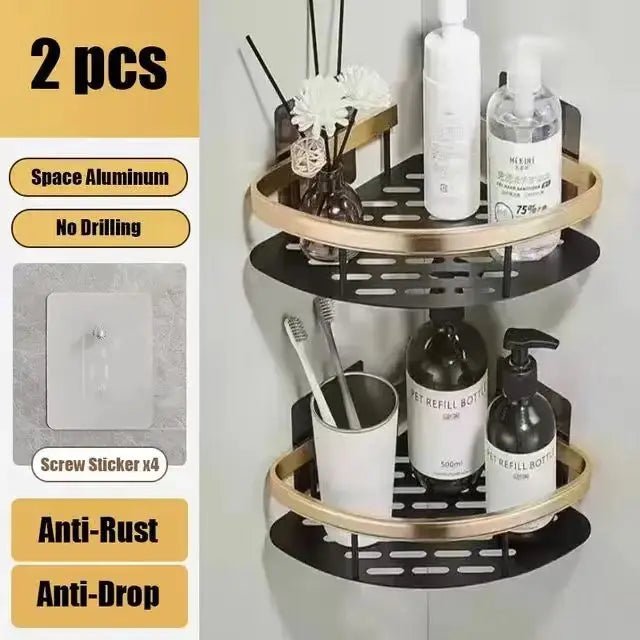 Bathroom & Kitchen Organizer – No-Drill 2-Tier Wall Shelf
