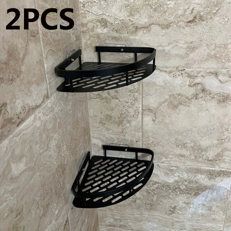 No-Drill Aluminium Bathroom Shelf – Shampoo & Makeup Organizer