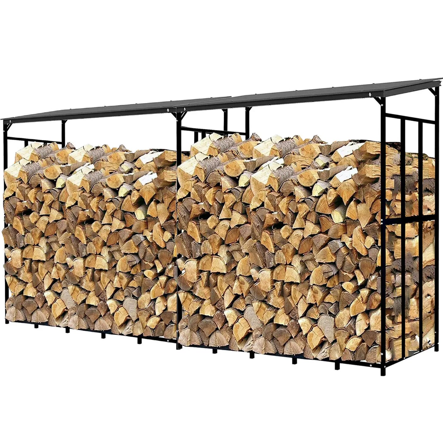 Outdoor Metal Wood Rack – 70” Firewood Storage with Waterproof Roof