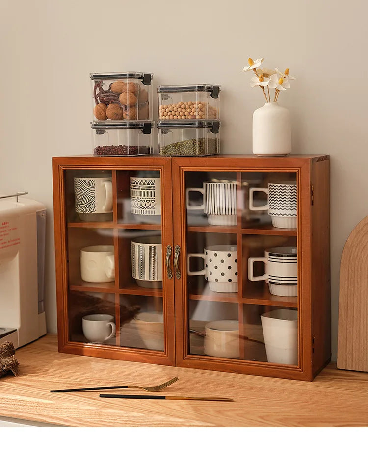 Solid Wood Vintage Cup Cabinet