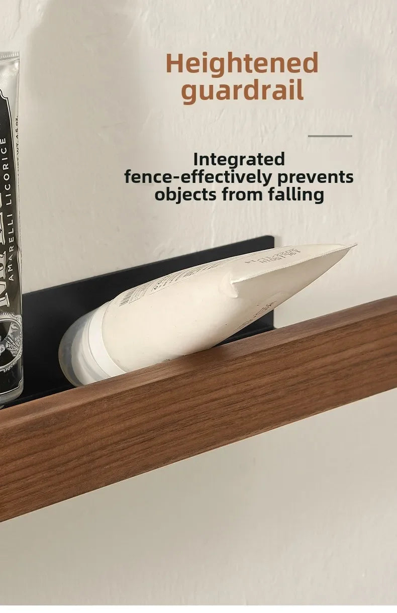 Wall-Mounted Wood Bathroom Shelf