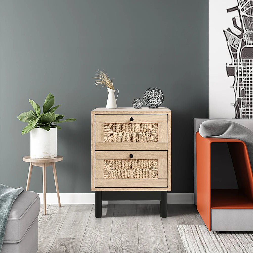 【Lifeideas】2/3-Drawer Woven Accent Cabinet Livingroom Bedroom Decoration Storage Shelf Modern Classic