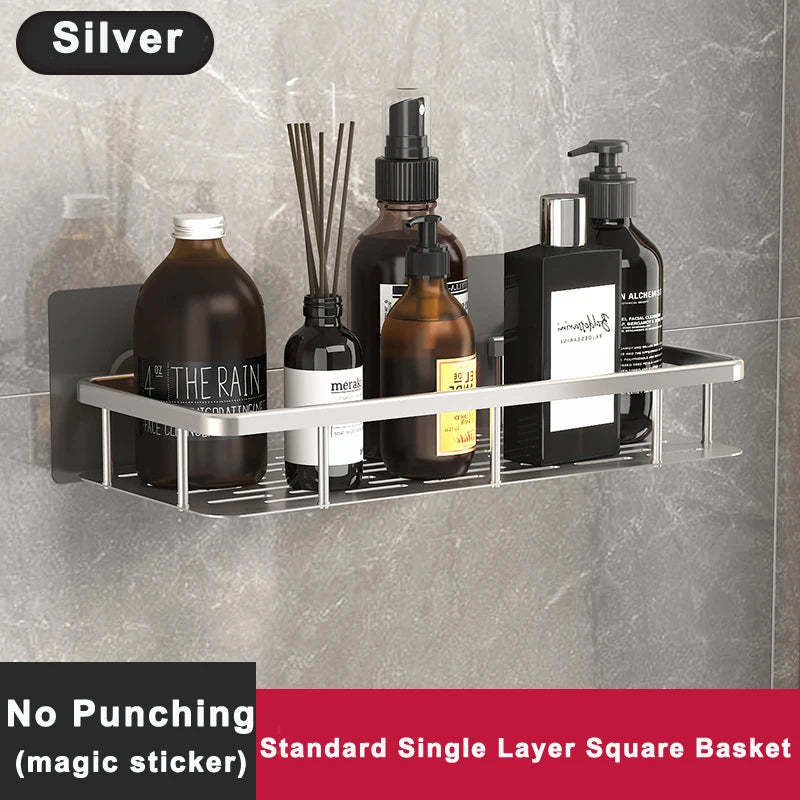 Minimalist Aluminum Wall-Mounted Bathroom Shelf