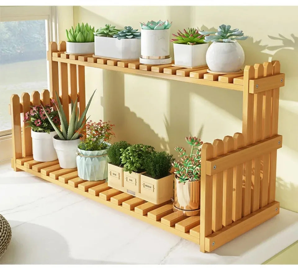 Indoor Plants Holder Wood Shelf Pot Organizer Bookshelf Balcony Bay Window Small Plant Flower Rack Storage Flower Pot Shelves