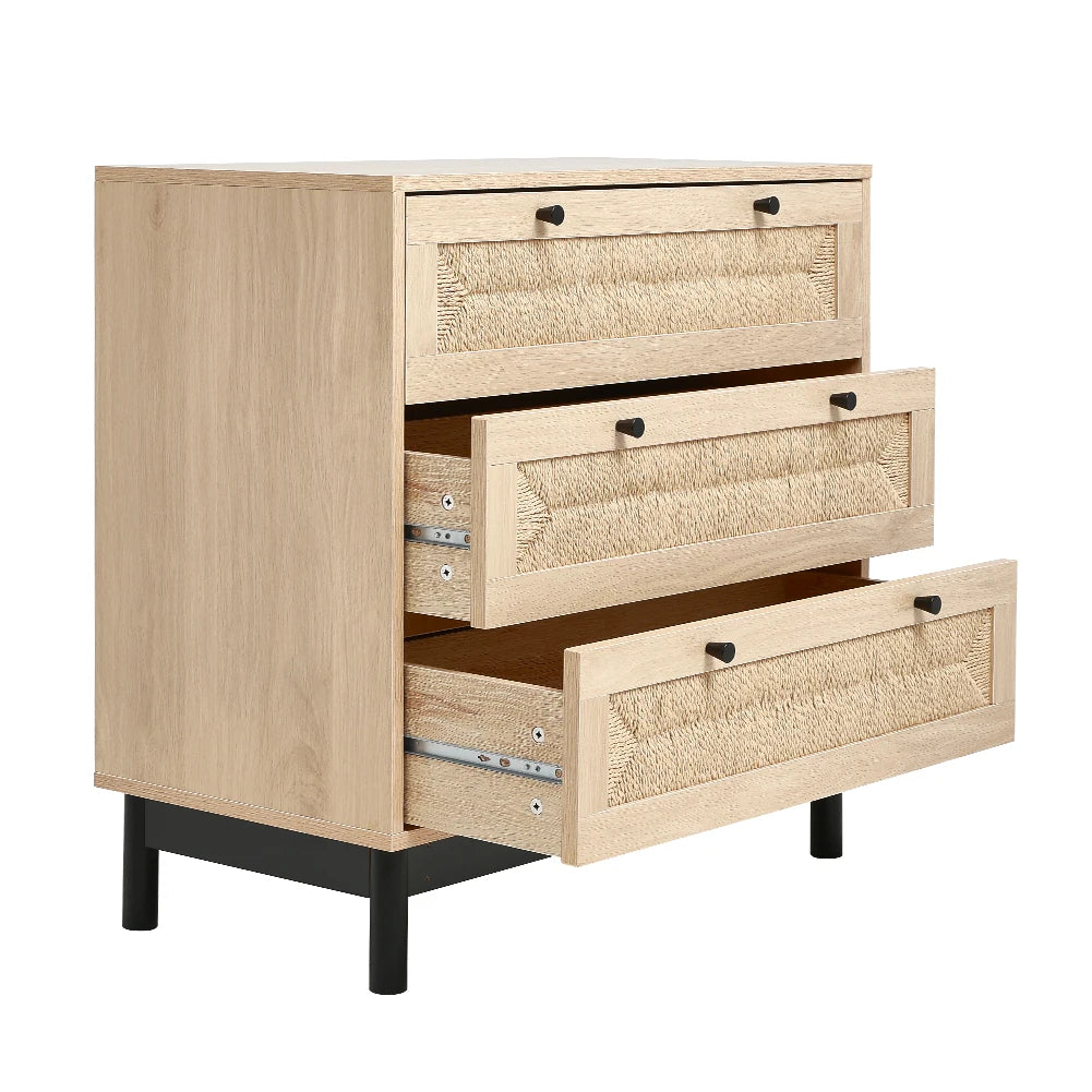 【Lifeideas】2/3-Drawer Woven Accent Cabinet Livingroom Bedroom Decoration Storage Shelf Modern Classic