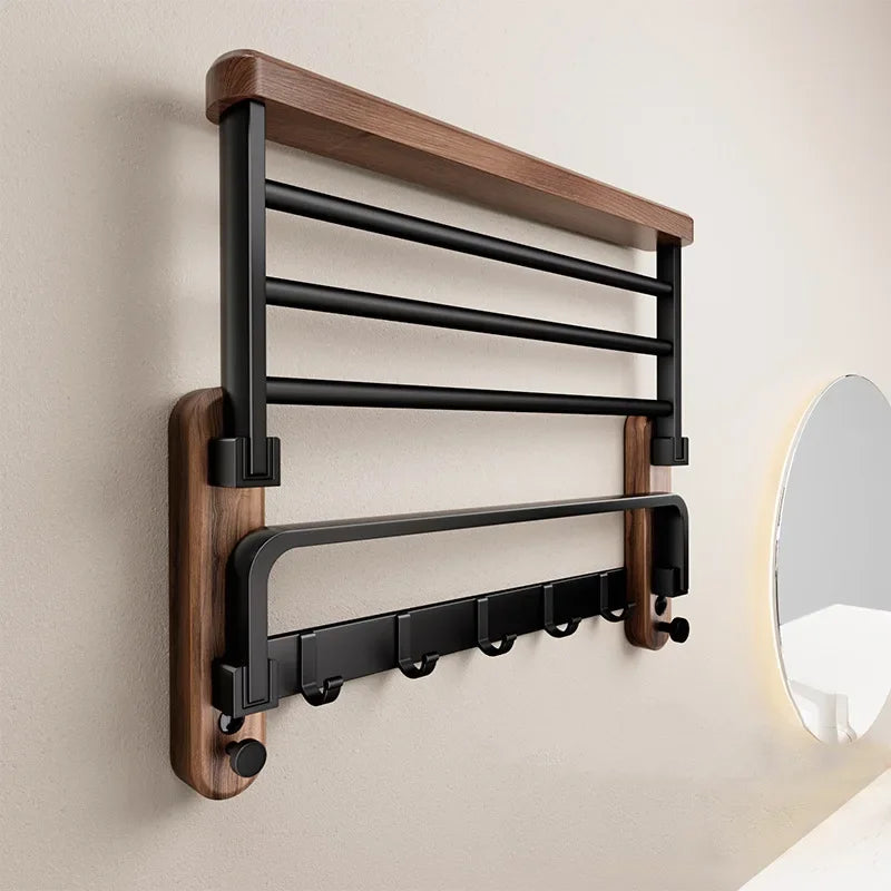 Walnut Wall-Mounted Towel Rack