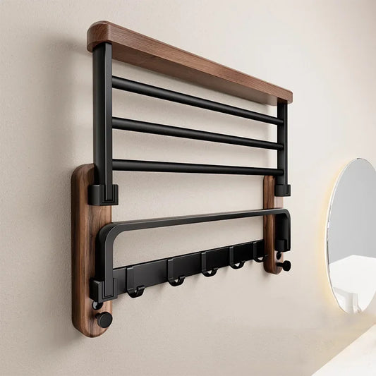 Walnut Wall-Mounted Towel Rack