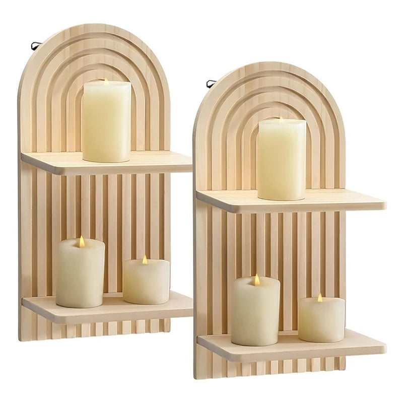 Bohemian Arch Wooden Wall Shelf