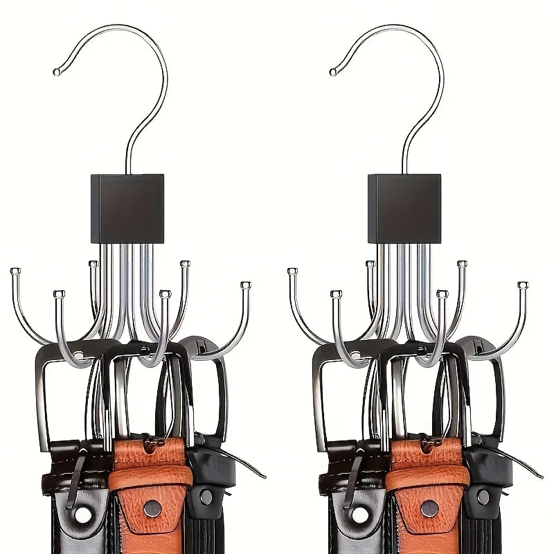 Wood & Stainless Steel Belt Rack