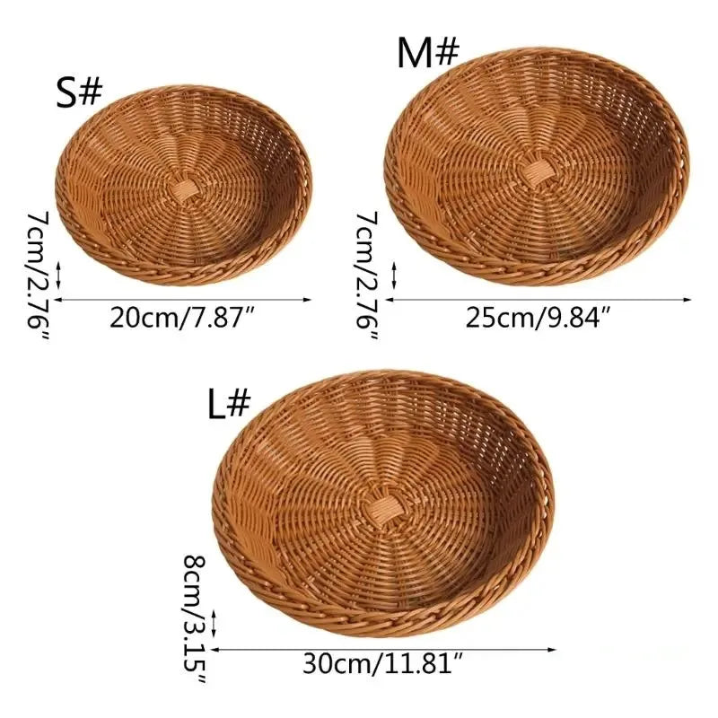Oval Curved Rattan Wicker Woven Serving Baskets for Bread Fruit Vegetables Restaurant Serving Tabletop Display Rattan Basket