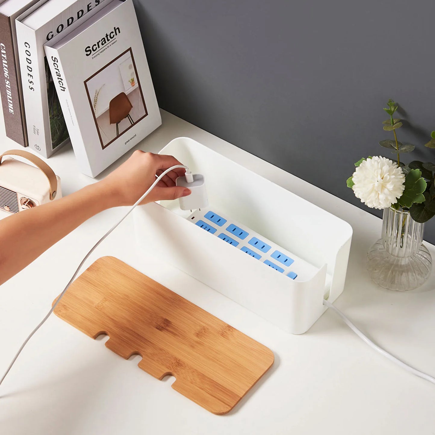 Wooden Cable Management Box